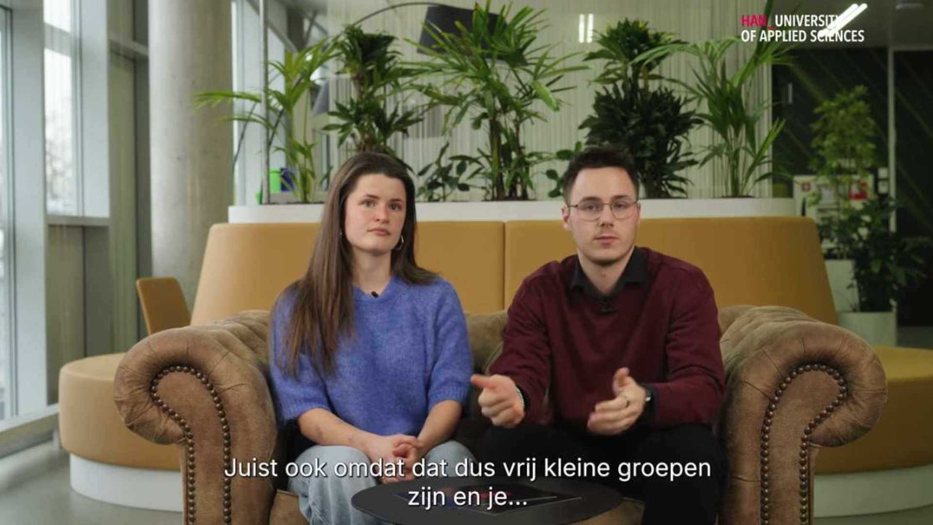 Screenshot van de bankvideo voor de HAN-brede pagina doorstromers