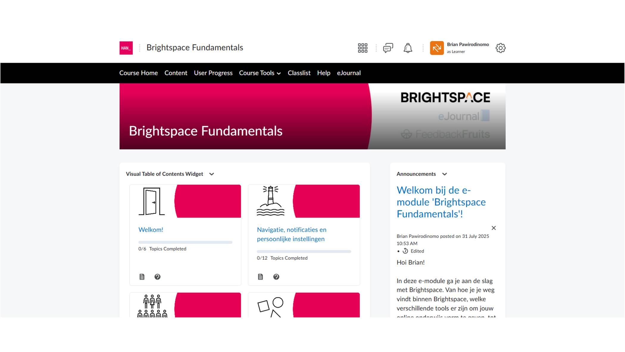 Voorbeeld - Cursusomgeving