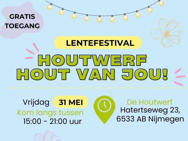 Illustratie Lentefestival De Houtwerf Hout van jou - OndernemersLab Nijmegen.

