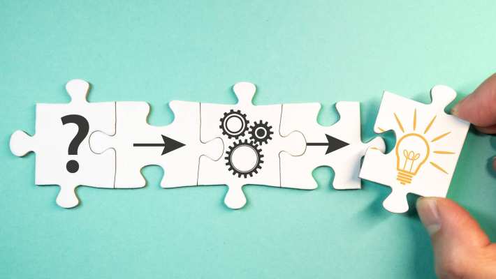 Communicatie bij veranderingen. Puzzelstukjes leggen. proces